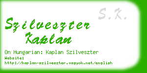 szilveszter kaplan business card